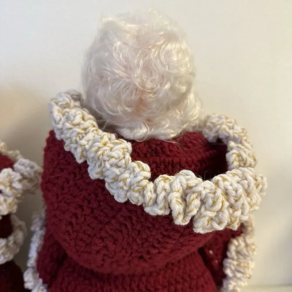 Set Of Santa Mr And Mrs.‎ Claus Standing Christmas Doll Decorations Crochet